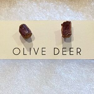 Raw ruby and copper stud post earrings by Olive Deer
